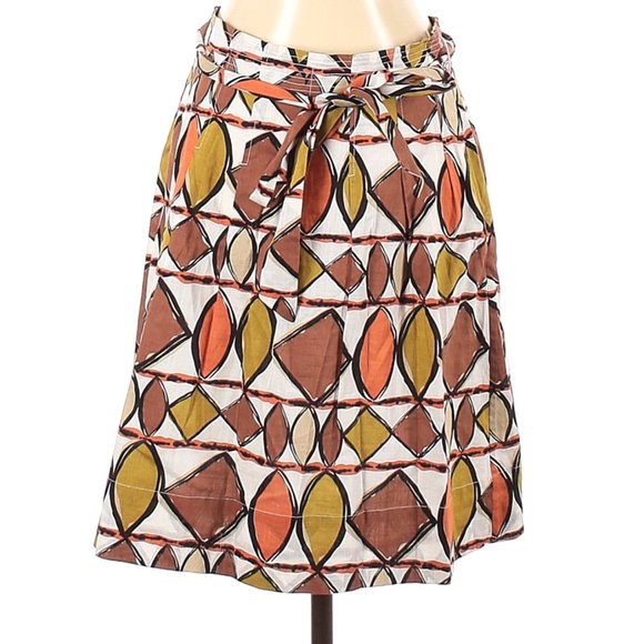 BCBG Cotton Print A Line Skirt w/Tie Belt- Sz. 2 - Picture 1 of 6